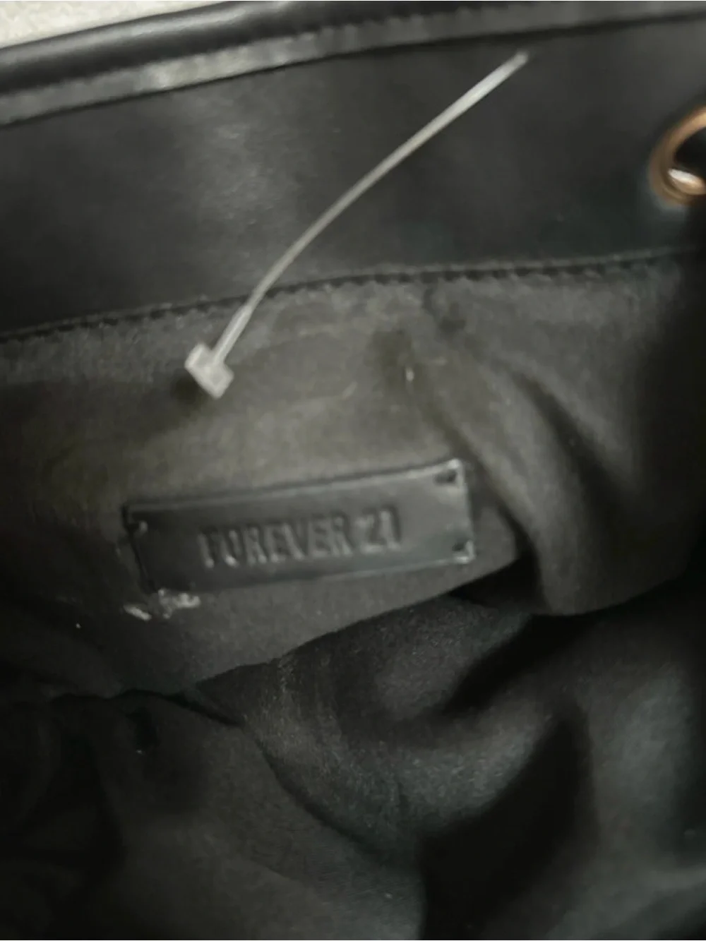 Forever 21 Black Padded Backpack with Gold Chain